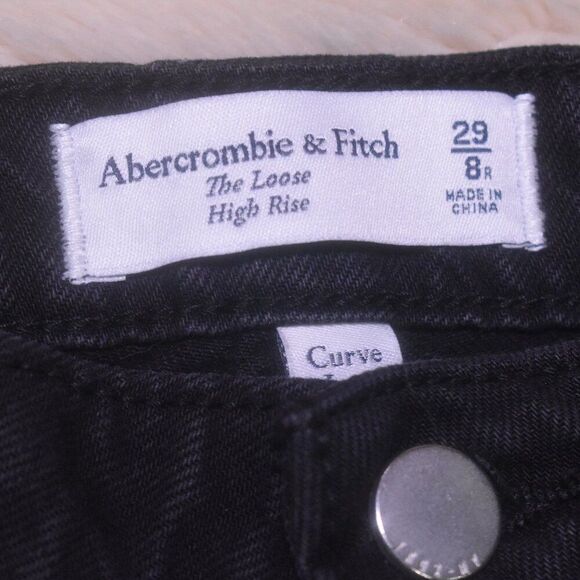 Abercrombie Black High Rise Wide Leg Jeans Size 29/8 Loose Fit Baggy Y2K Style - Picture 6 of 10